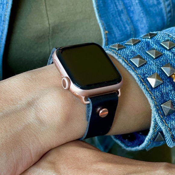 18mm Black Vegan Leather Strap Apple iWatch Band main image 4
